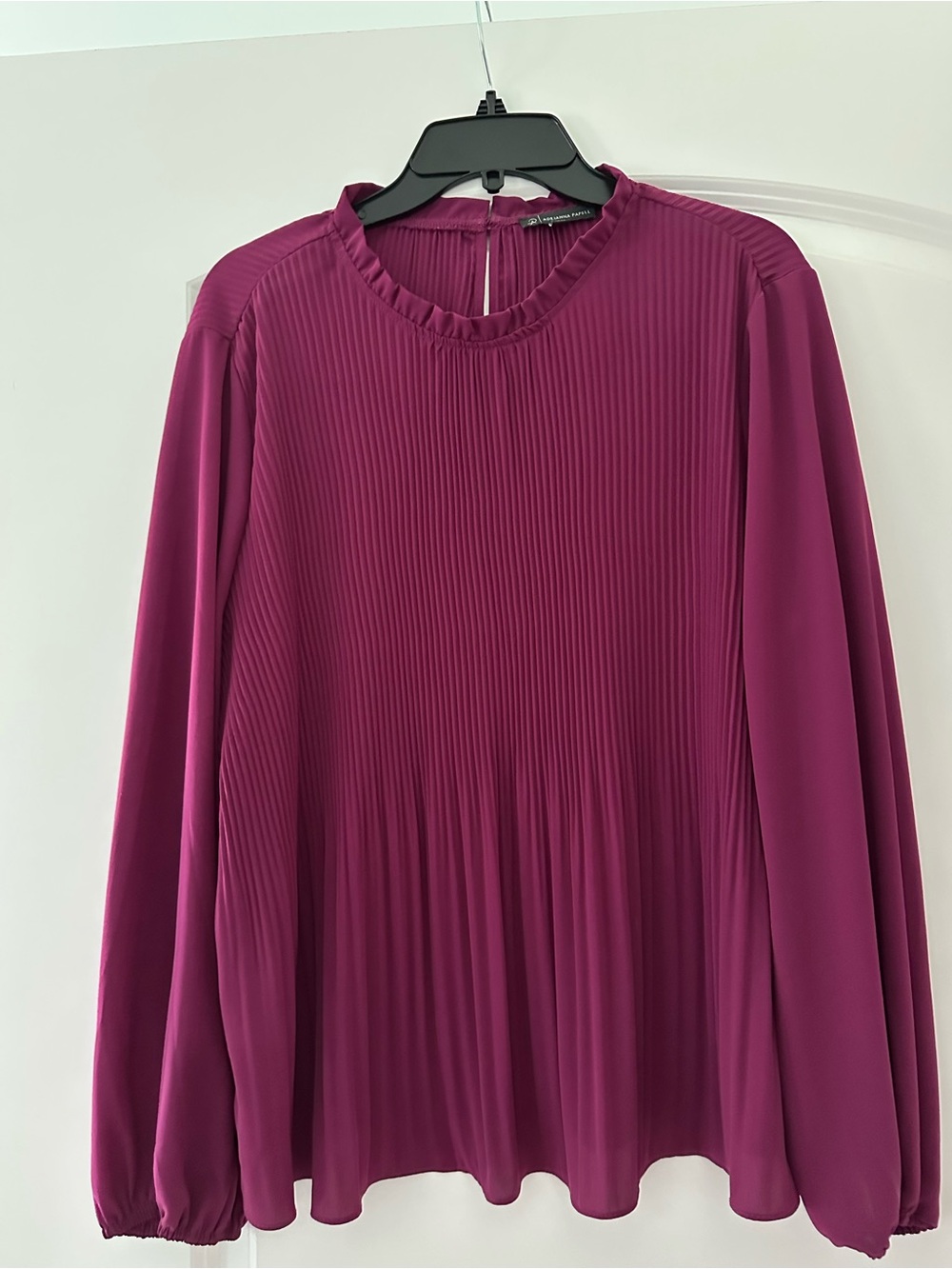 Adrianna Papell Pleated Blouse in Deep Magenta